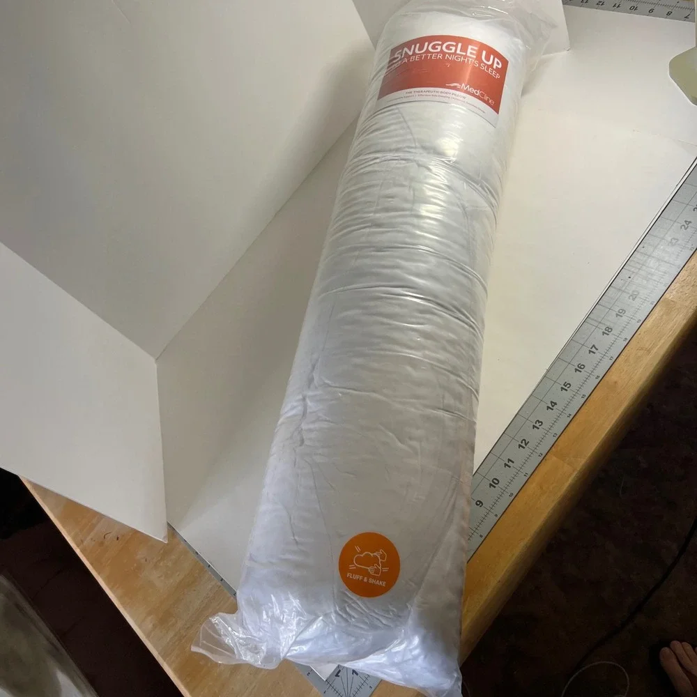 MedCline Therapeutic Body Pillow White Memory Foam New Side Sleeper J-Shape